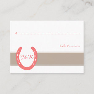 Equestrian Themed Horse Shoes Pattern Seating Card