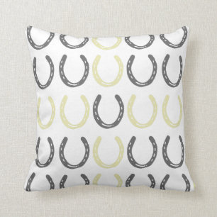 Equestrian Themed Horse Shoes Pattern Throw Pillow