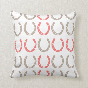 Equestrian Themed Horse Shoes Pattern Throw Pillow