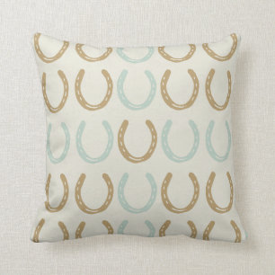 Equestrian Themed Horse Shoes Pattern Throw Pillow