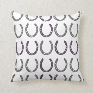 Equestrian Themed Horse Shoes Pattern Throw Pillow