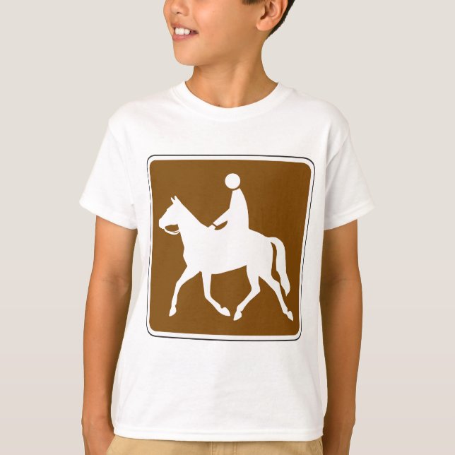 Equestrian Trail Riding Horse Silhouette Icon T-Shirt (Front)