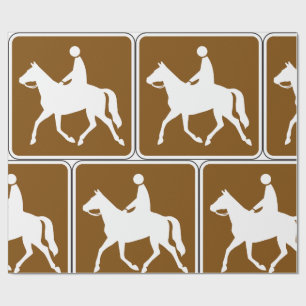 Equestrian Trail Riding Horse Silhouette Icon Wrapping Paper