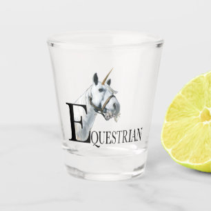 equestrian unicorn side eye shot glass