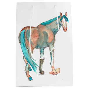 Equestrian Watercolor Abstract Horse Painting Medium Gift Bag