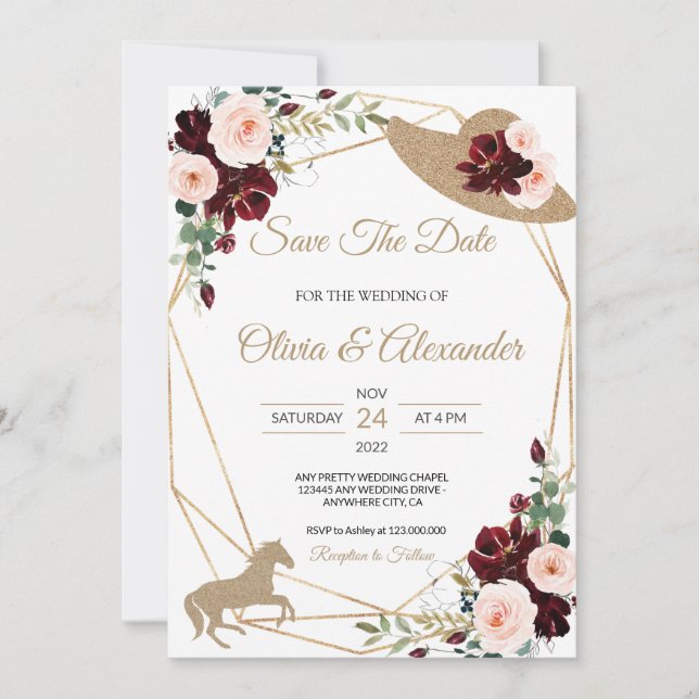 Equestrian Wedding Save The Date Invitation (Front)