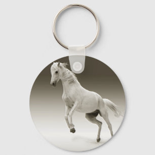 Equestrian White Mare Horse Keychain