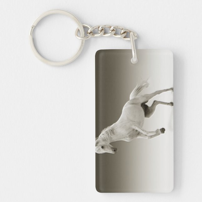 Equestrian White Mare Horse Keychain (Front)