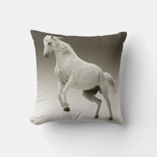 Equestrian White Mare Horse Throw Pillow