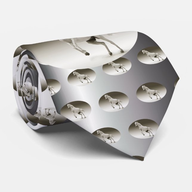 Equestrian White Mare Horse Tie (Rolled)