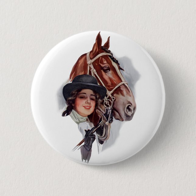 Equestrian Woman 2 Inch Round Button (Front)