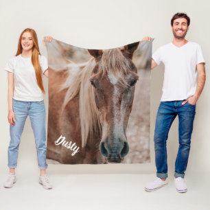Equestrian Your Horse Photo Memorial Name  Fleece Blanket