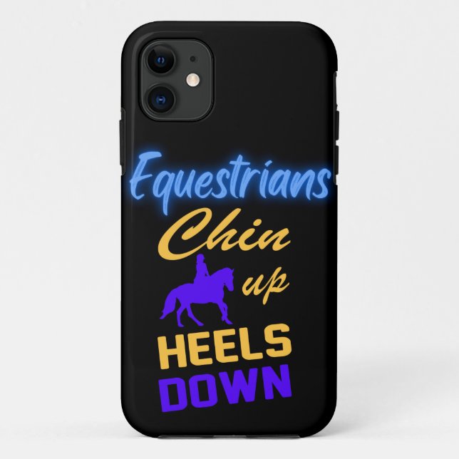 Equestrians Chin Up Heels Down in Blue Yellow    Case-Mate iPhone Case (Back)
