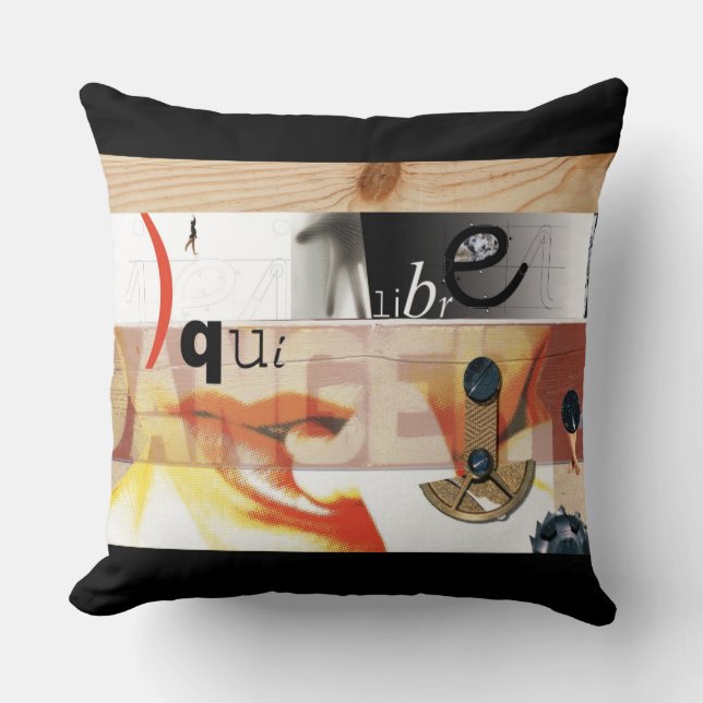 Equilibre Danger Dadaist Digital Collage - Pillow (Front)