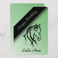 Equine Anniversaire Invitation Green