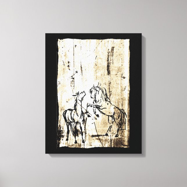 Equine Art Rearing Horses Canvas Print (Front)