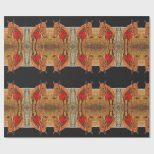 Equine Christmas, Brown Horse with red bow Wrapping Paper