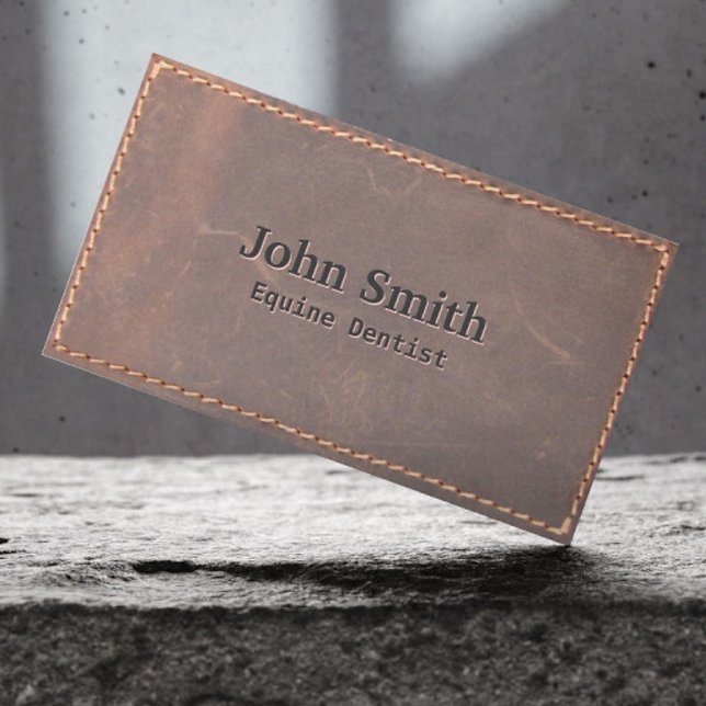 Equine Dentist Vintage Sewed Leather Business Card (Creator Uploaded)