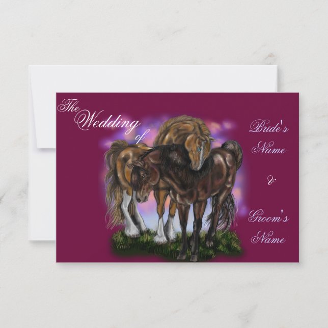 Equine Devotion~sunset horses invitations (Front)