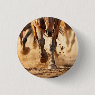 Equine Exodus Running Horses Photorealistic Artwor 1 Inch Round Button