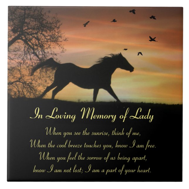 Equine Horse Memorial Custom Name Spiritual Poem Tile (Front)