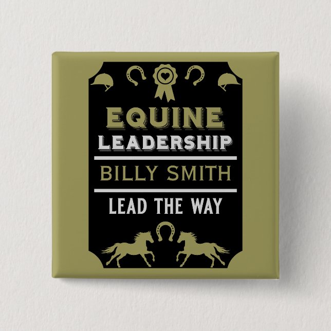 Equine leadership Training 2 Inch Square Button (Front)
