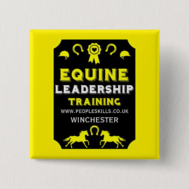 Equine leadership Training 2 Inch Square Button (Front)