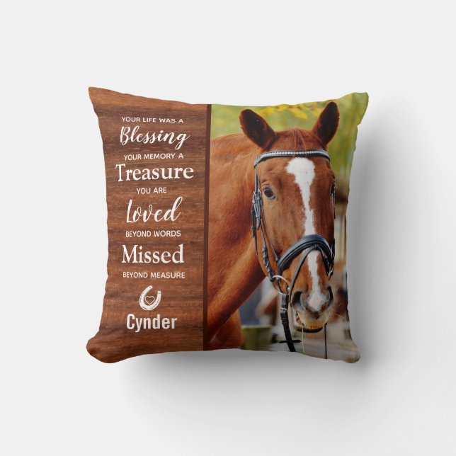 Equine Photo Horse Memorial Throw Pillow (Front)