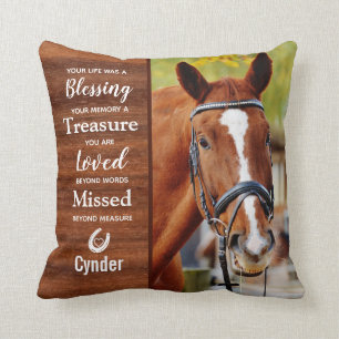 Equine Photo Horse Memorial Throw Pillow