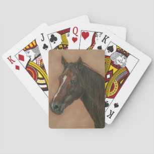 equine picture of chestnut mare brown horse  playing cards