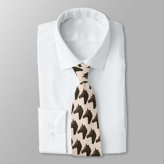 equine portrait of chestnut mare brown horse tie (Tied)