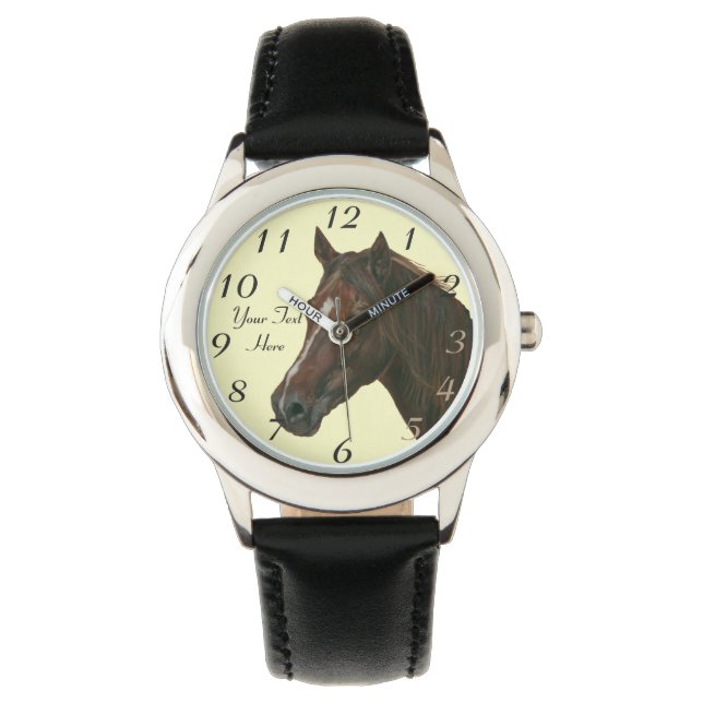 equine portrait of chestnut mare brown horse watch (Front)