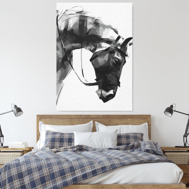 Equine Strength in Monochrome Canvas Print (Insitu(Bedroom))