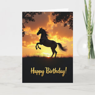 Equine Sunset Birthday Card