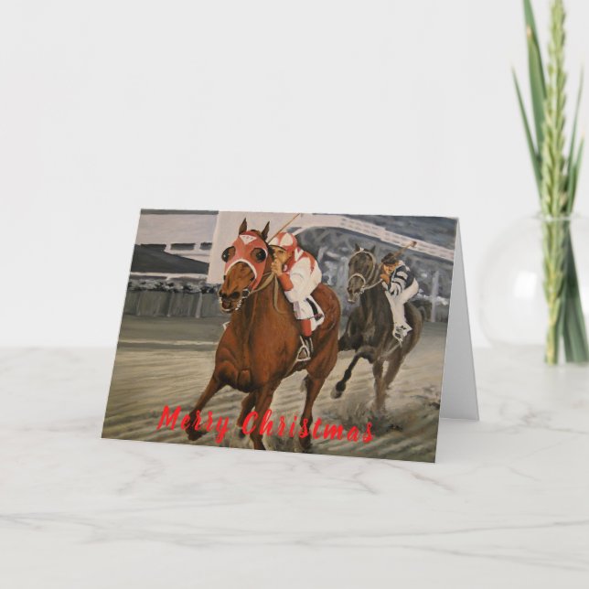 Equine Thoroughbred Wins Big Race Card (Front)