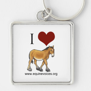 Equine Voices I Love Gulliver White Keychain