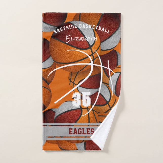 équipe de basket-ball gris marron couleurs nom de  (Serviette à main)