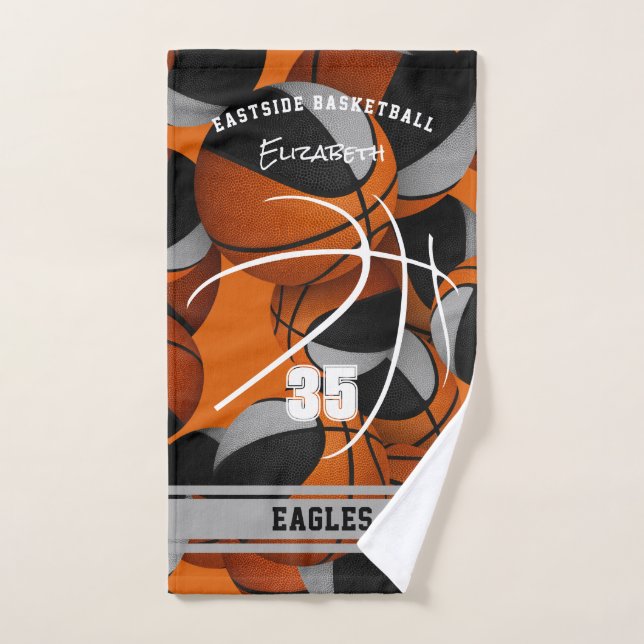 équipe de basket-ball gris noir couleurs nom de l' (Serviette à main)