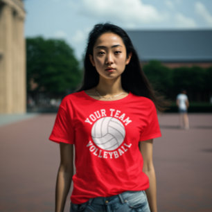 Équipe de volleyball rouge et blanc Nom T-shirt fé