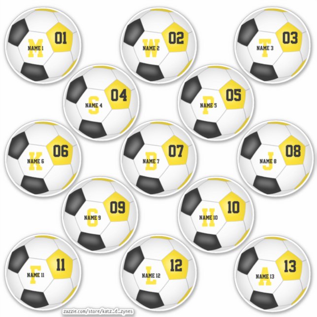 équipe d'or noir couleurs 13 stickers football (Devant)