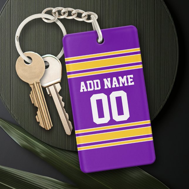 Équipe Jersey avec nom et numéro personnalisés (Personalized Keychain - add a monogram or name)