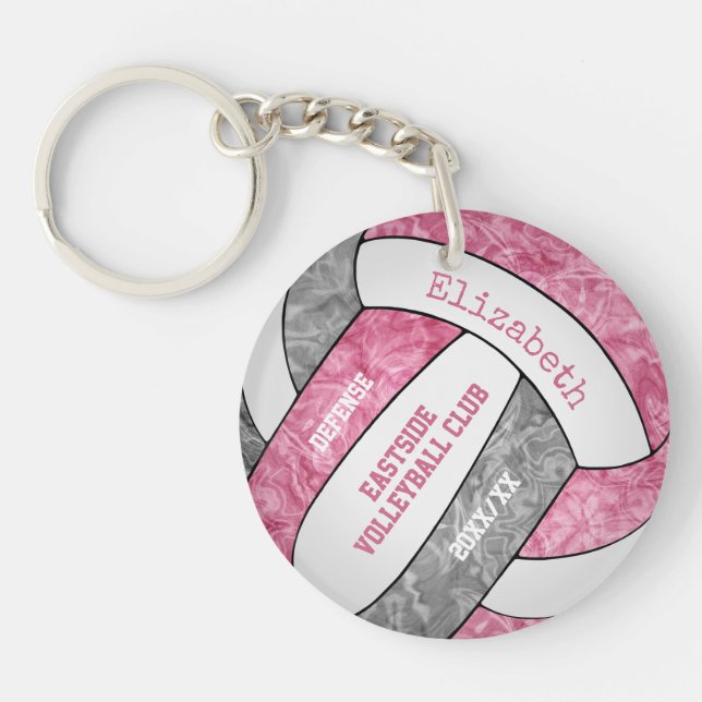 Équipe rose gris couleurs filles sport volley (Devant)