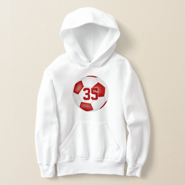 équipe rouge blanc couleurs jersey numéro soccer (Poser)