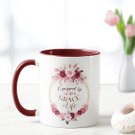 Equipped by God's Grace Monogram Pink Gold Floral  Mug<br><div class="desc">"Equipped for Life by God's Grace" is an inspirational quote candle, a true work of art that brings together the timeless beauty of flowers and the empowering message of hope. This beautiful mug boasts a bouquet arrangement of flowers gracefully adorning the top, perfectly complemented by a radiant gold wreath encircling...</div>