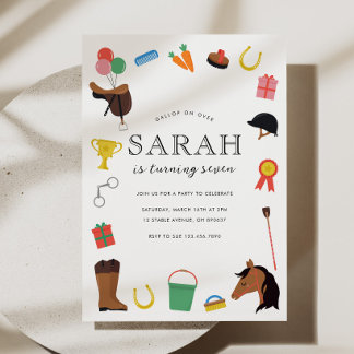 Équitation Anniversaire Invitation de la fête