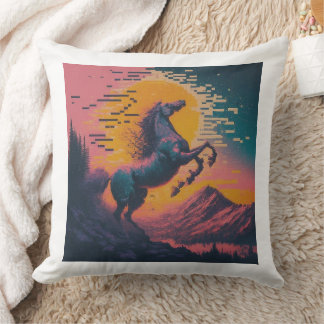 Équitation : Conception textuelle colorée Coussin