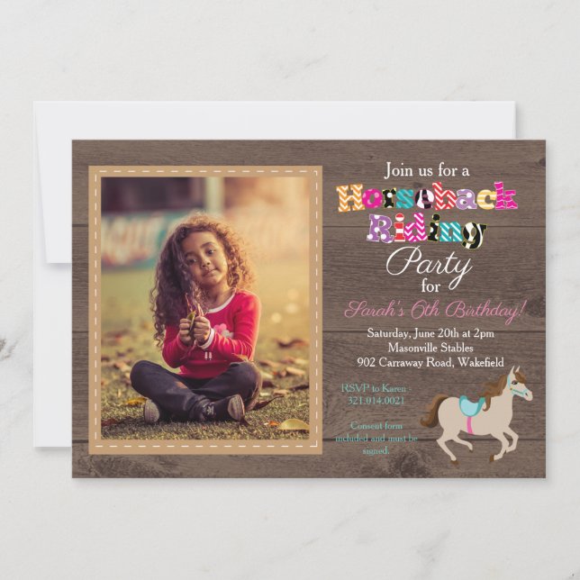Équitation Photo Anniversaire Fête Invitation (Devant)