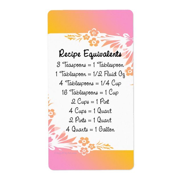 Équivalents de mesure Cuisine Helper Floral (Devant)