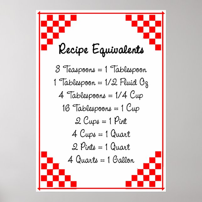 Équivalents de recette Rouge blanc coché Poster (Devant)