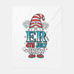 ER 4th July Crew Patriotic Gnome Shirt Design_1 Fleece Blanket